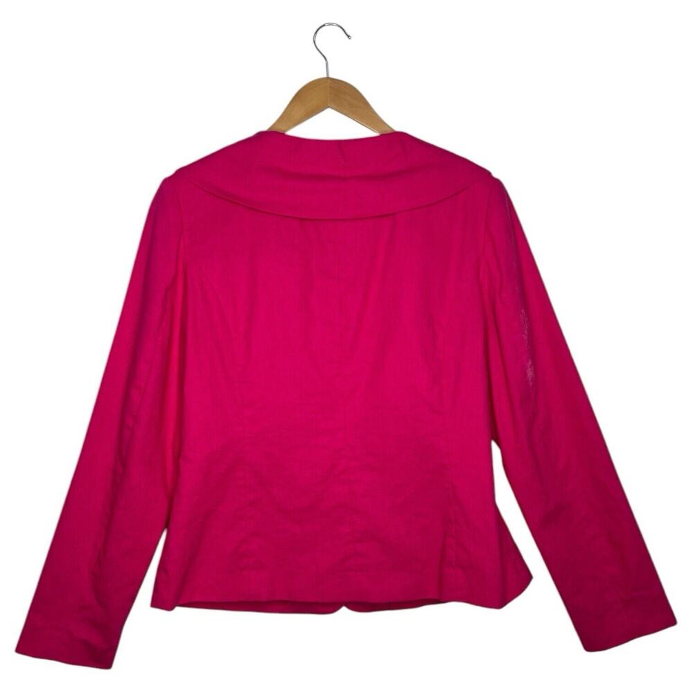 Chadwicks Blazer Womens 14 Pink Linen Jacket Peter Pan Collar Career Wear - Picture 2 of 13